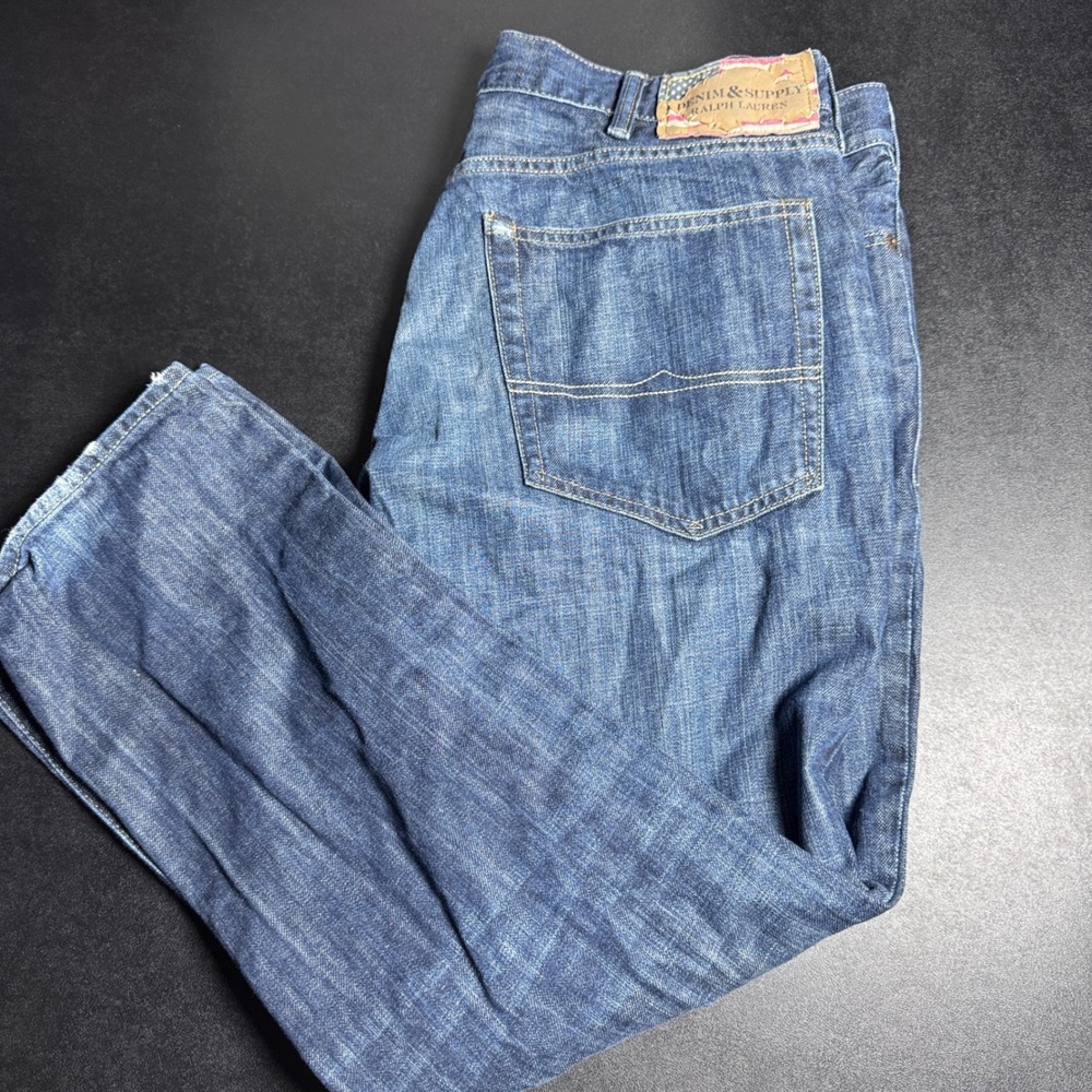 Denim & Supply Ralph Lauren Jeans Mens 40x30 Blue Solid Slough Fit Cotton Denim